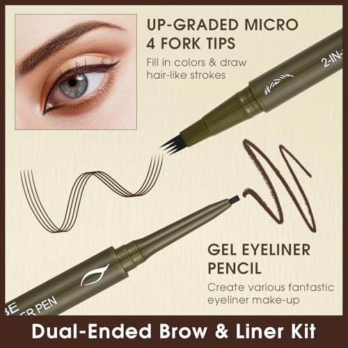 UCANBE Lápiz de cejas dual con delineador gel Classic Brown miniatura 2