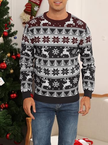 JouYooQ Yoetaun Mens Ugly Christmas Sweaters Long Sleeve Round Neck Xmas Pullovers for Party Knitted Soft Black2