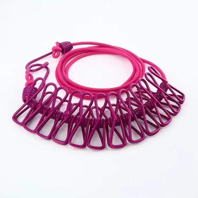 Kostech Portable Cloth Drying Rope with Hooks | Elastic Hanging Rope ...