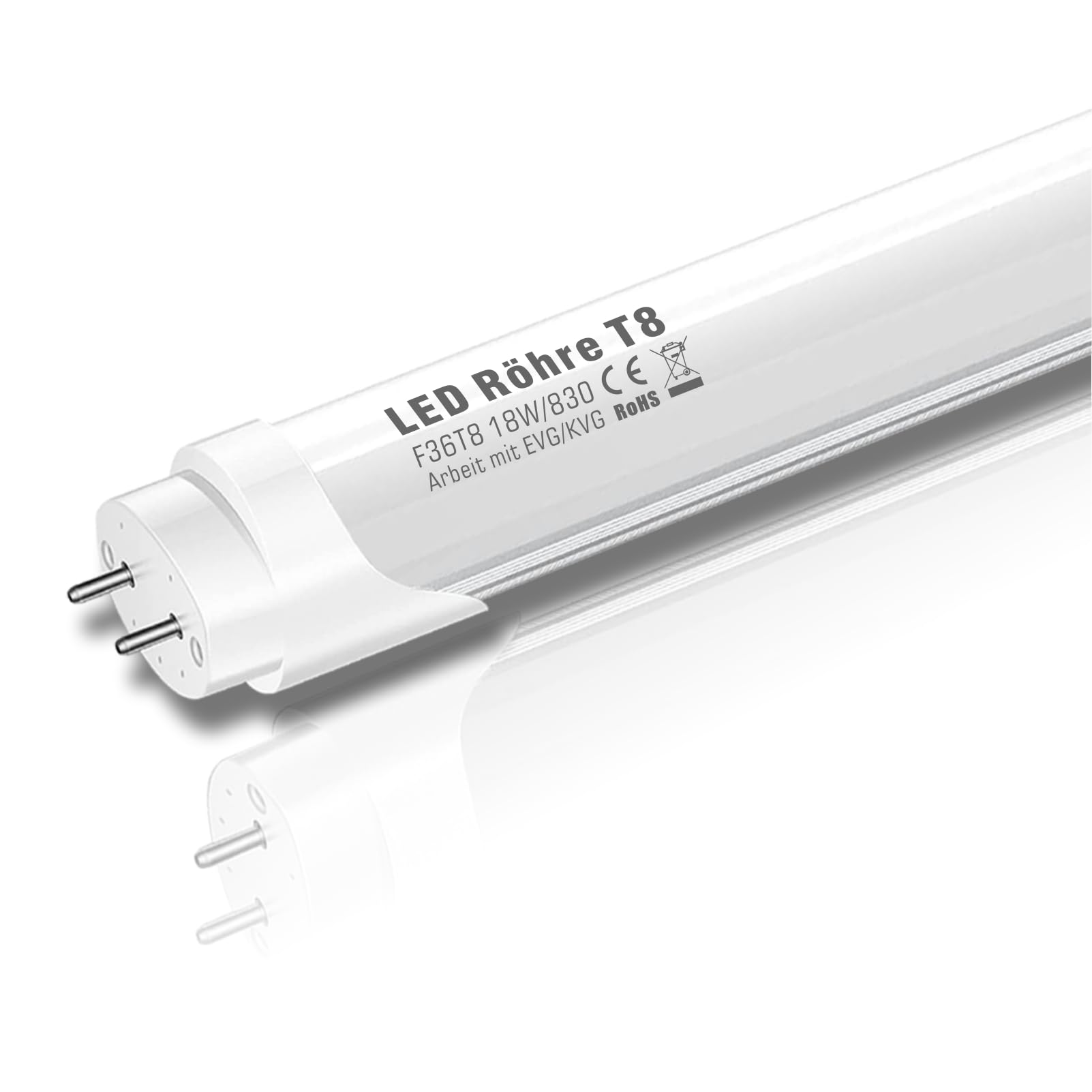 IHYCTV 4ft LED Tube Light, 18W 2930 Lumen G13 Plug-and-Play, Ballast Compatible (EVG/KVG/VVG), 3000K Warm White, Frosted, Fluorescent Replacement, Pack of 1