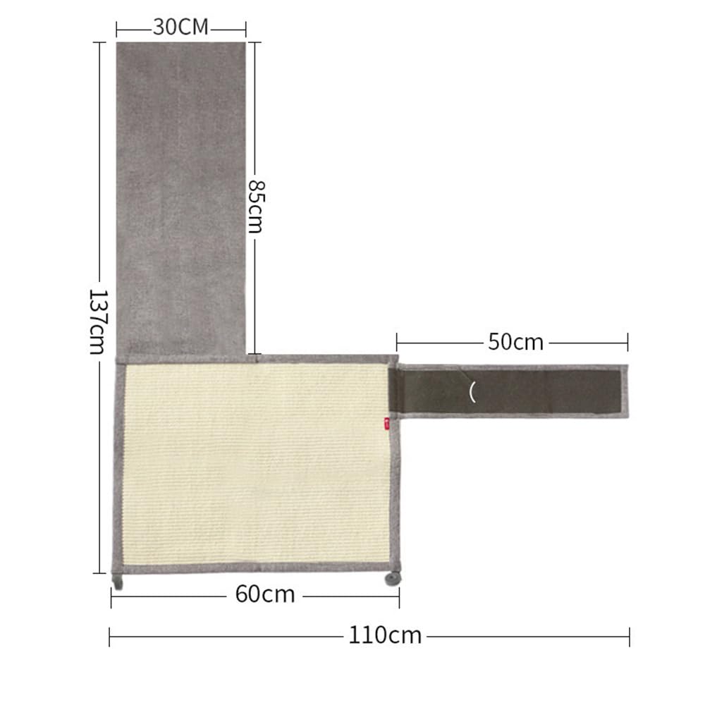 Sisal - Alfombrilla para rascar gatos, para sofá, muebles, cama, pared, arañazos, satisface los instintos naturales de los gatos, fácil instalación