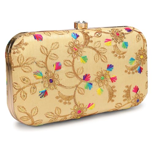 Image of LONGING TO BUY Hand Crafted Designer Box Clutch - Zari Embroidery For Women