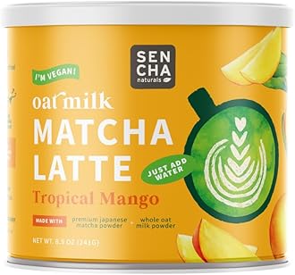 Sencha Naturals Oat Milk Matcha Latte Mix, Tropical Mango, 8.5 oz | Vegan, Dairy Free, Gluten Free Instant Latte Powder for Smoothies & Lattes | Premium Japanese Matcha Green Tea