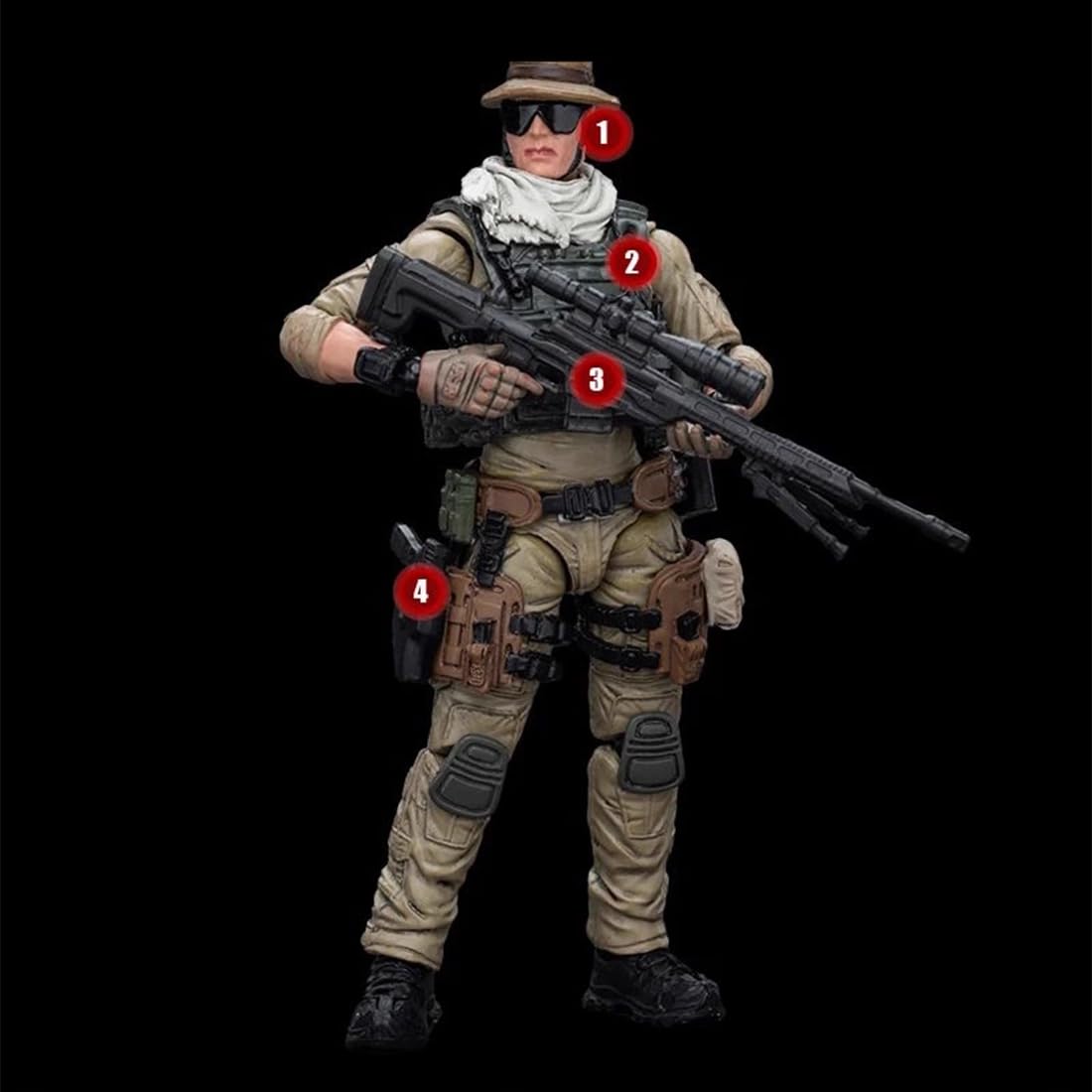 Bewegliche Soldaten Figur, 1/18 Maßstab Vintage Militär Bewegliche Special Forces Soldatenfigur mit Zubehör, Sammelfigur für Teenager und Enthusiasten