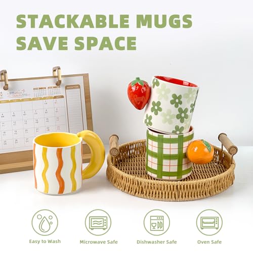 Set de 3 tazas de cerámica con diseño frutal miniatura 5