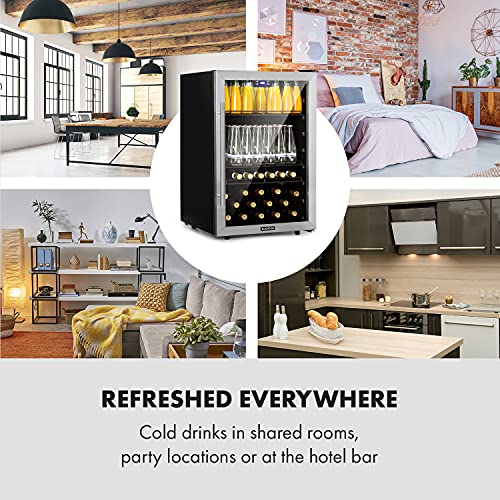 Klarstein Beersafe 5XL drankenkoelkast - koelkast, 148 L voor maximaal 231 drankblikken, 3 metalen planken, glazen deur, vrijstaand, vloerwielen, roestvrijstalen front - Afbeelding 5