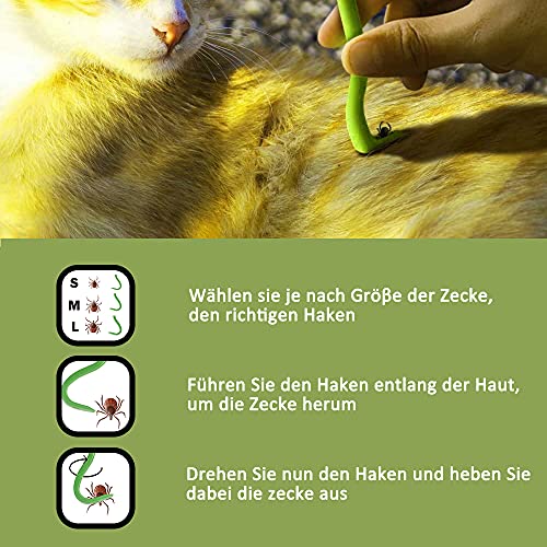 Nepfaivy Zeckenzange für Hunde Katze Kinder - 3er Set Zeckenhaken und 2er Set Zeckenpinzetten, Einfacher und Sicherer Zeckenentferner für Haustier und Menschen