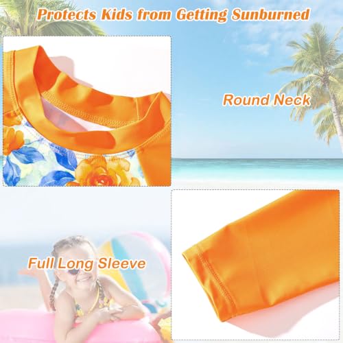 Image of TUONROAD Girls 2 Pieces Rash Guard Swimsuit Long Sleeve Tankini for 4-10 Years