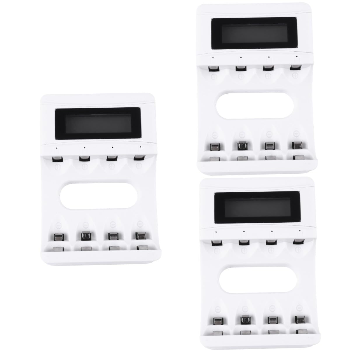 HEMOTON 3piezas Cargador De Batería LCD Inteligente Ranuras y Pantalla Carga USB para Baterías Recargables AA AAA Protección De Sobrecarga y Temperatura