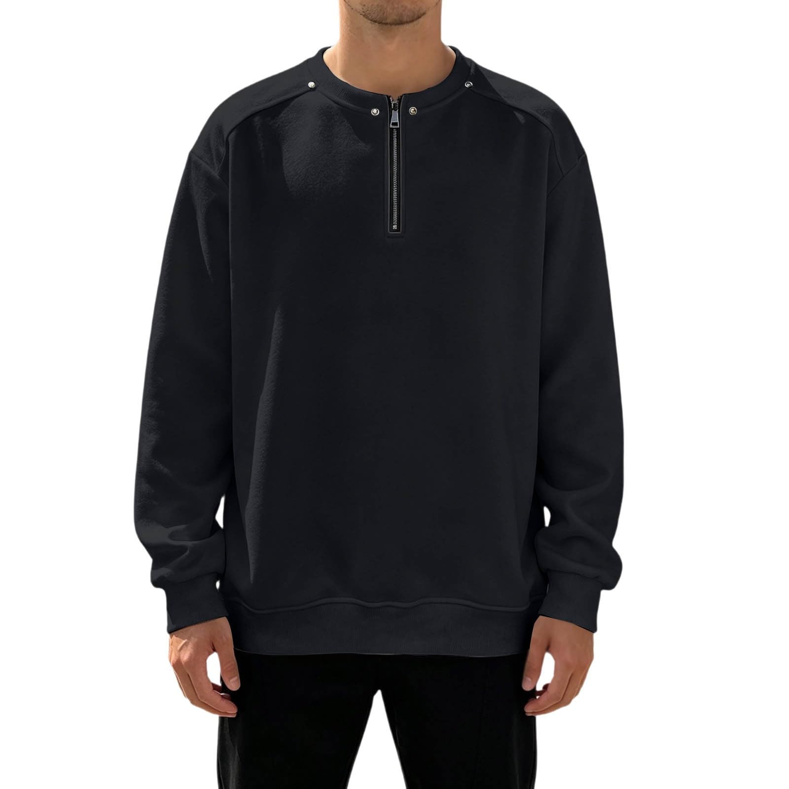 Sudadera de Hombre de Tejido Grueso con Media Cremallera, Jersey de Forro p