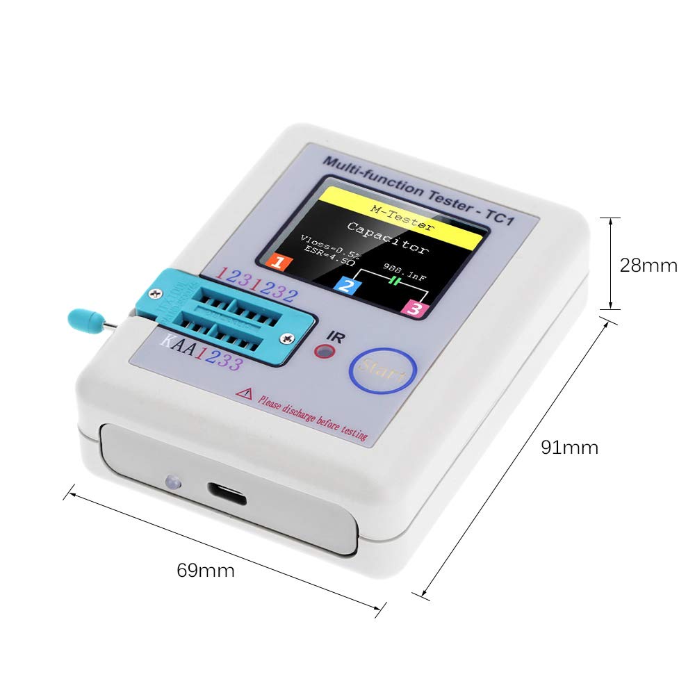 Hancaner Transistor Tester mit TFT Hintergrundbeleuchtung Farbe Anzeige Didoe Triode Kapazitiv Widerstand Detektor Induktivität MOSFET NPN PNP