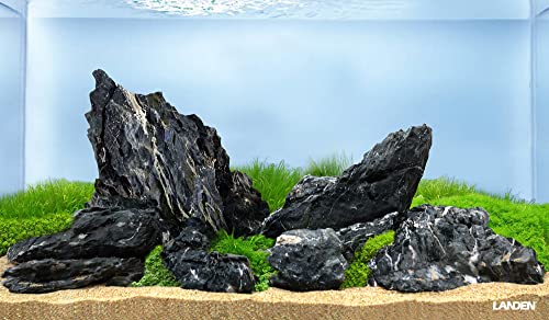 Image of LANDEN Dark SEIRYU Stones Natural Rocks (3~11 inches,11pcs) x2 40Lx 2 Cases Total 80L 37lbs for Aquarium, Paludarium, Terrariums, Landscaping Rocks, Decorative Aquarium Rocks