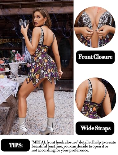 Image of Avidlove Women Lace Lingerie Front Closure Babydoll V Neck Nightwear Sexy Chemise Nightie