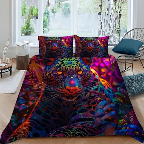 Linge de lit léopard microfibre anti-plis ensemble housse de couette imprimée 3D