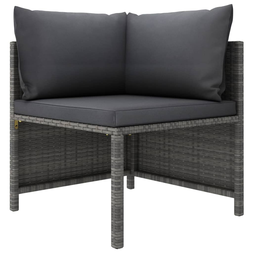 Set di mobili da giardino con cuscino, in polyrattan, grigio, set di mobili da giardino, per giardini, terrazze e balconi