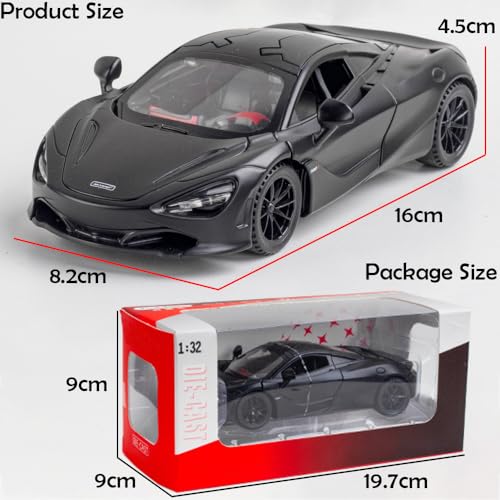 Auto negro de juguete McLaren 720s escala 1:32 miniatura 5