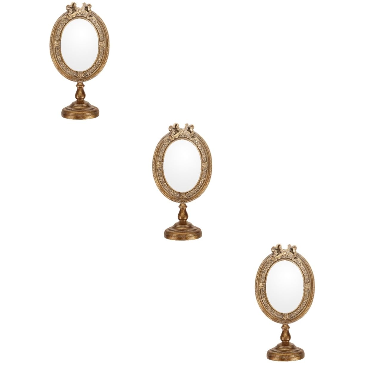 VALICLUD 3 Stück Vintage Aesthetic Tischspiegel Europäischer Stil Dekorativer Schminkspiegel für Schlafzimmer Schminkstation Leicht und Praktisch für Damen und Professionelle Make Up
