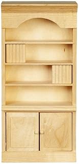 Dollhouse Bare Wood Bookshelf with Books Unfinished Miniature Furniture 1:12