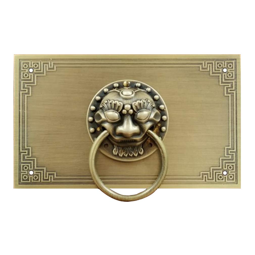 Tiazza Antique Bronze Chinese Style Antique Brass Ring Pull Handle Set Kitchen Cabinets Wardrobe Drawer Classical Furniture Decoration Vintage Lion Head Classic Pure Copper Handle