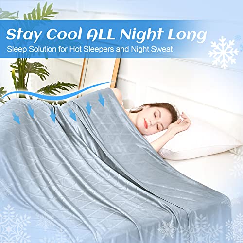 【Upgraded Fabric】 Ailemei Cooling Blanket For Hot Sleepers, King Size Lightweight Breathable Summer Big Blankets For Bed, Q-Max >0.5 Jade Fiber, Keep Body Cool For Hot Flashes Night Sweats, 108"X90" #TOP2