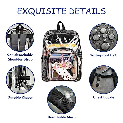 Personalized Unicorn Clear Backpack for Girls With Name, Transparent Heavy Duty Backpack With Reinforcing Straps For School Sports Workplace, Custom Waterproof Clear Book Bag, Back to School Gift4