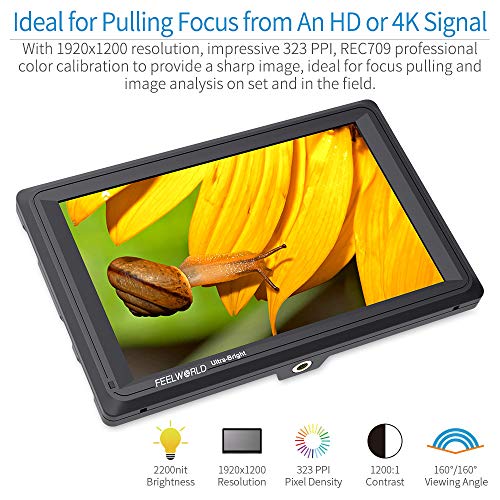 Image of FEELWORLD FW279S 7 Inch Ultra Bright 2200nit Daylight Viewable Full HD 1920x1200 IPS Panel DSLR On Camera Field Monitor 3G SDI 4K HDMI Input /Output Video Assist Peaking Focus