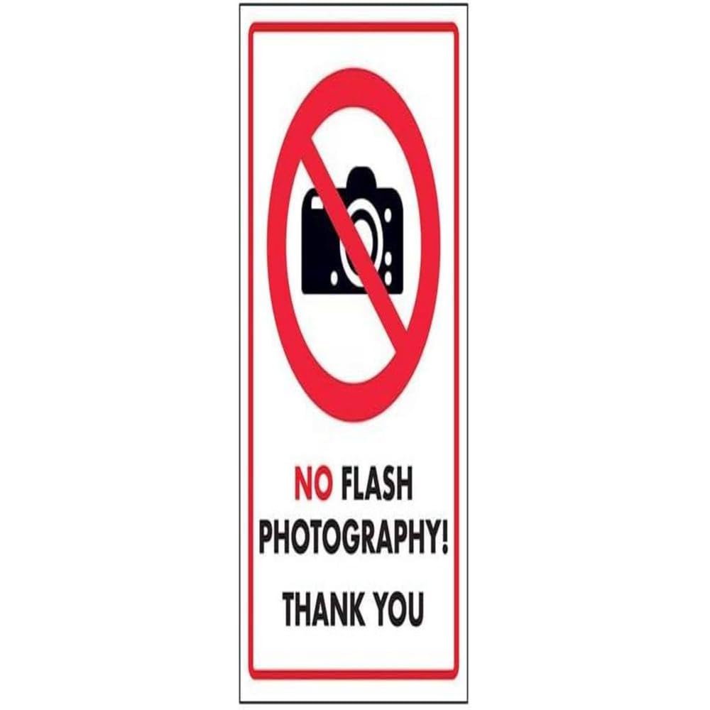 Vsafety Red V Safety No Flash Photography! Thank You Sign - 150Mm X 200Mm - Rigid Plastic