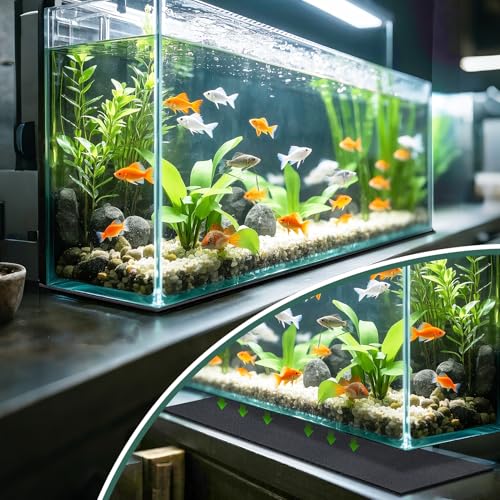 Image of Aquarium Leveling Mat 2PCS /Set Neoprene Non-Slip Shockproof Fish Tank Pad Waterproof Textured Surface for Uneven Surfaces Durable Fish Tank Mat with Easy-Cut Edges (No Glue, 24x12 Inch)
