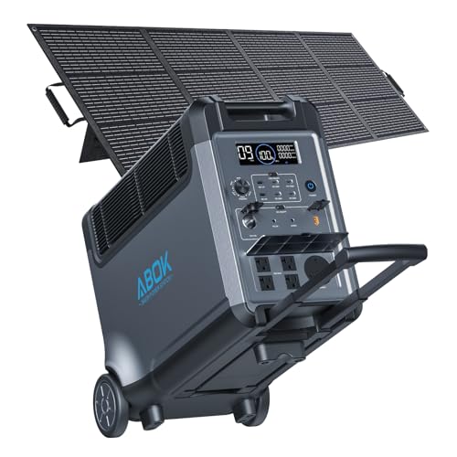 Portable Power Station with 200W Solar Panel, 3840Wh/3600W Electric Solar Generator for Garage, Home, Off-Grid Living, Camping, RVs, Outdoor Adventures, Power Outages