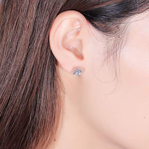 Doveggs Solid 14K White Gold Post 2Ct 6.5Mm G-H-I Color Heart Arrows Cut Moissanite Stud Earrings Screw Back K Gold Quality Silver Earrings For Women #TOP4