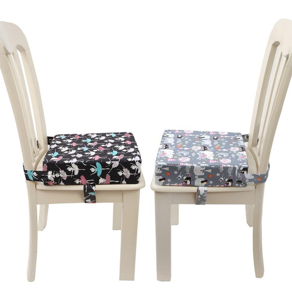 Hiseng Asiento Elevador para Niños Pequeños, Cojines para Sillas Desmontable Lindo, Portatil con Correas de Hebilla Cojines Elevador Silla de Viaje para Bebés, 32x32cm (4PC,Ballet)