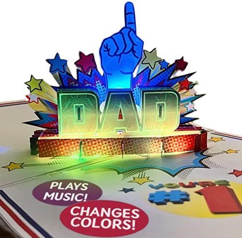 LIGHTS & MUSIC #1 Dad Greeting Card, Plays Superman Song, Pop Up Cards, Dad Birthday Cards from Daughter, Musical Birthday Cards, Dad Birthday Card, Happy Birthday Dad Card, 1 Best Dad Ever Card