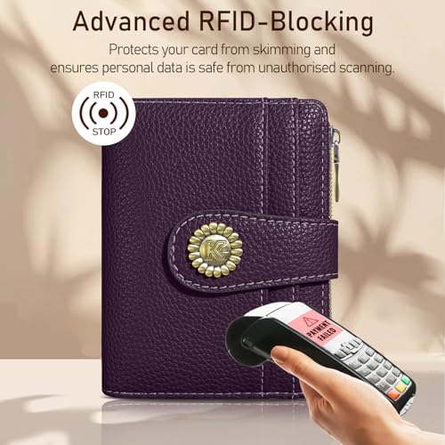 Image of Kelvoris Small Rfid Women Wallet Bifold Zipper Coin Pocket | PU Leather Compact Cash Credit Card Holder Travel Purse for Female Ladies Teen Girls 1 ID Window 10 Card Slots