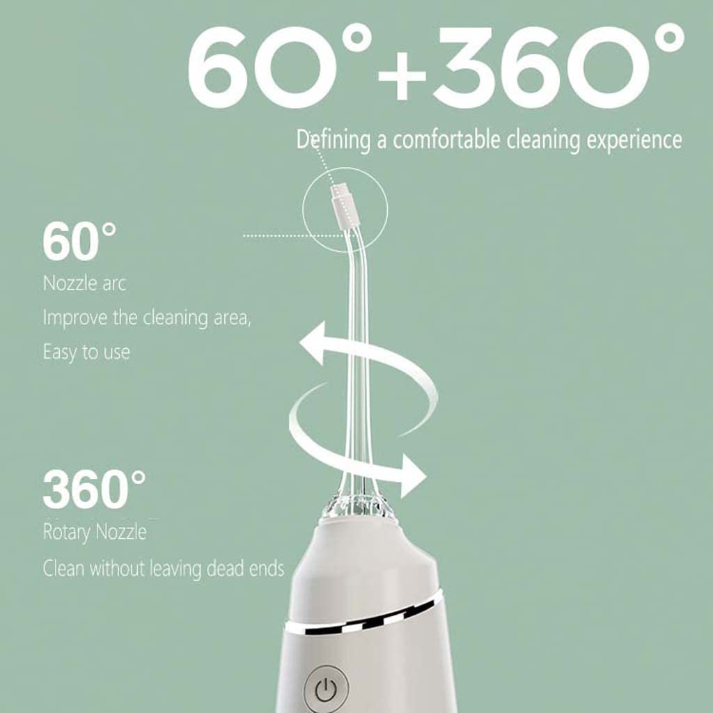 TJH Water Flosser Limpiador de Dientes inalámbrico con Pantalla OLED, IPx7 Resistente al Agua 360 ° Rotatorio Inalámbrico Irrigador Oral Dental 360ml, Limpieza Profunda, 5 Modos 5 boquillas
