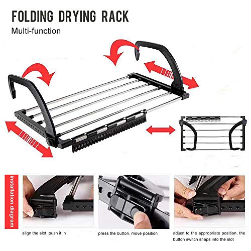Image of TEESTA Indoor Outdoor Lightweight Towels Clothes Laundry Hangers Portable Clothes Drying Rack For Balcony Railings Windowsill Multi-position Adjustable Clips Radiator Clothes Airer Clothes Drying Rack
