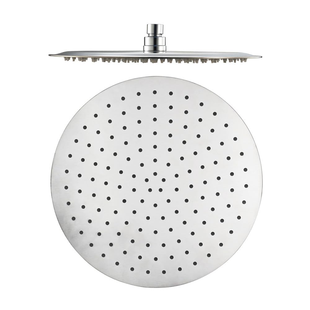 Rociador para Ducha Lluvia Redondo, Cabezal de Ducha Lluvia Acero Inoxidable, Acabado Cepillado, Antical, Alcachofa Lluvia para Baño en Casa, Hoteles, SPA