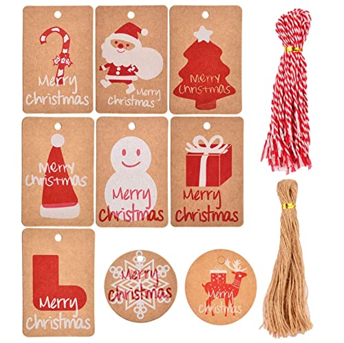 Colgante de Etiqueta de Navidad, 100 Piezas de Papel Kraft marrón de Navidad, Envoltura de Regalo de árbol de Navidad, decoración de Navidad, Etiqueta de Alambre Cover