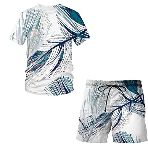 T-shirt et short imprimé homme CLSDRZC pour la plage ensemble été à col rond