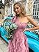 VOUIAO Summer Women Tulle Prom Dress Elegant Bow One Shoulder Slit Evening Party Gown Wedding Guest Bridesmaid Maxi Dress Pink XS