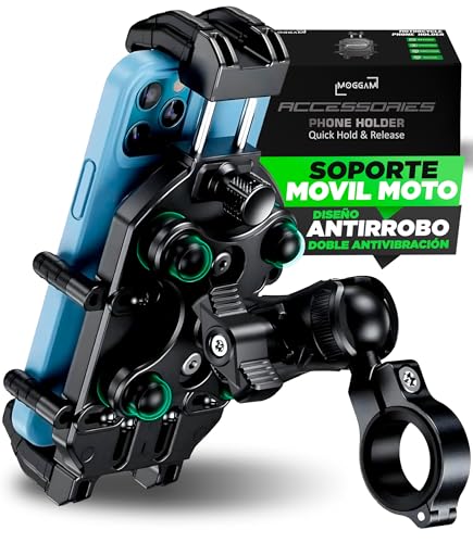 Soporte Movil Moto Ultra Resistente【Antirrobo y Antivibración】 Soporte Movil Bicicleta con Brazo Regulable Suporte Telemóvel Moto de 5,4 a 7,2' y Móviles Rugerizados el Mejor Accesorios para Motos