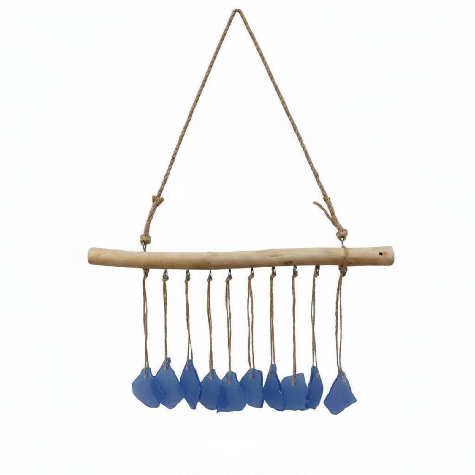 Colgante de viento zen para reducir el estrés en el estudio con cristal azul