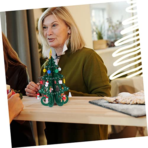 Amosfun Conjunto de enfeites de árvore de Natal de madeira 3D, verde, 80 g