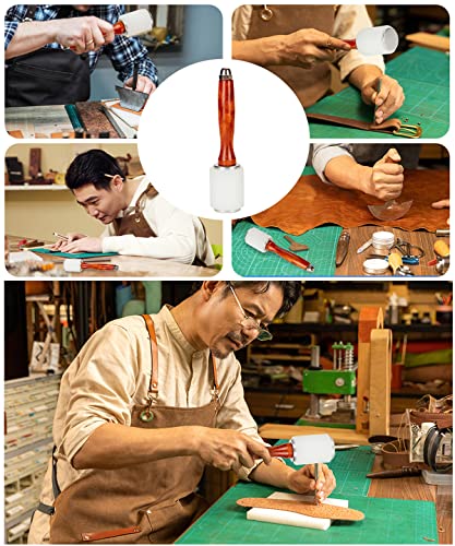 Leathercraft Wooden Handle Nylon Hammer - Wood Leather Carving Hammer Mallet for DIY Stamping Sew Leather Cowhide Tool - Image 7