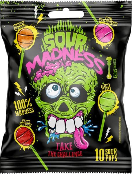 Sour Madness Extreme Sour Lollipop 10 Sour Pops 100g (Imported) (B0CDS9D3K7) Amazon Price History, Amazon Price Tracker
