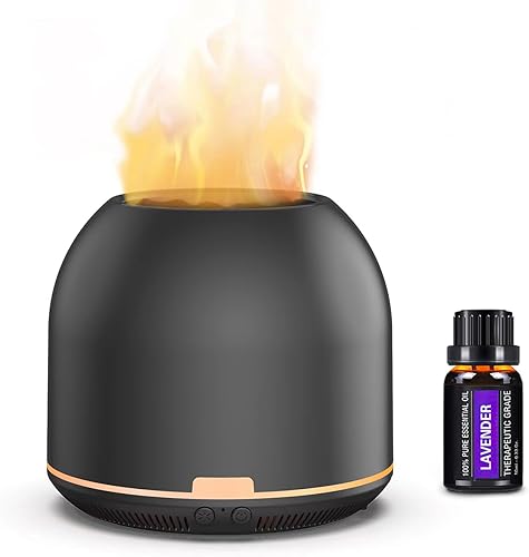 Difusor de aroma de luz de llama, difusor ultrasónico de aromaterapia con temporizadores de función de apagado automático, para oficina, dormitorio,