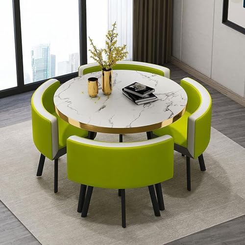Moderno juego de mesa de cocina, mesa de comedor redonda con sillas para el hogar, jardín y restaurante, perfecta para desayuno y cena, 80 x 75 cm