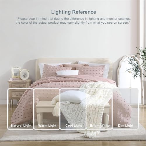 Image of Swift Home Full /Queen Blush Comforter Set - Decorative Tufted Pom Poms Bedding Set - 3 Pieces Bed Linen, 1 Comforter and 2 Pillow Shams