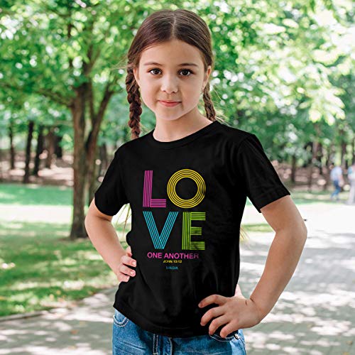 Kerusso Love One Another Stripes Black Cotton Kids' Crew Neck T-Shirt, 4T3
