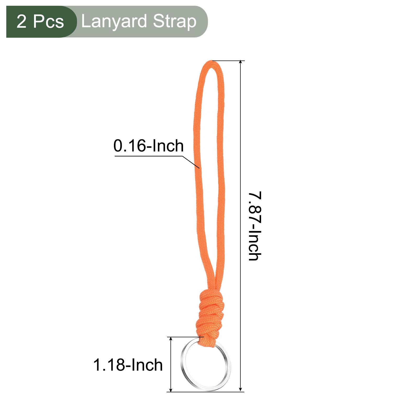 YOKIVE 2 Pcs Paracord Lanyard with Keyrings, Wrist Keychain Cord Metal Hooks Straps, Orange, 8 Inch - Image 2