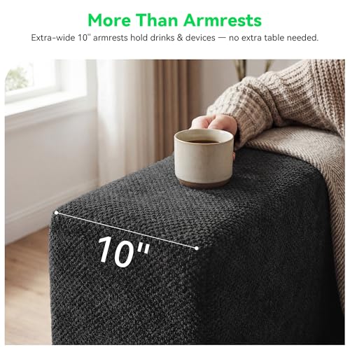 Image of MONVANE 103'' Oversized Boneless Sectional Couches for Living Room, 4-Seat L Shaped Cloud Couch, Modular Sofa with Ottoman & 4 Throw Pillows, Comfy Chenille, No Assembly Required, Black